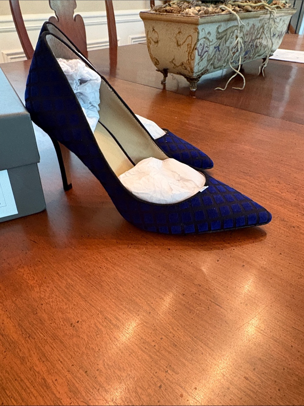 Ann Taylor Quilted Burn Out Velvet Pumps